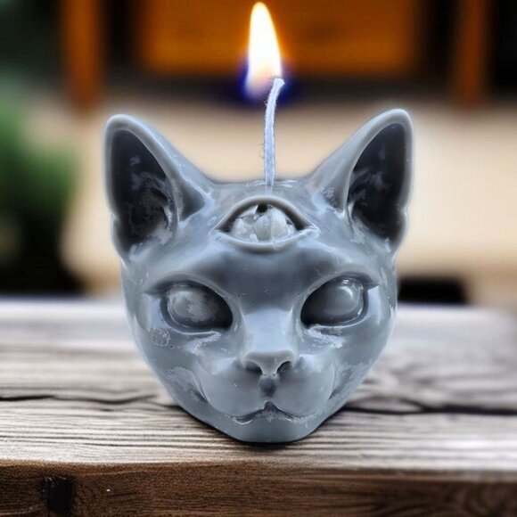 Handmade ✦ Sphynx Cat Candle ✦ Third Eye Coconut Cream Pie Chocolate Chip NWT - Picture 1 of 10